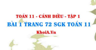 Bài 1 trang 72 SGK Toán 11 tập 1 Cánh Diều